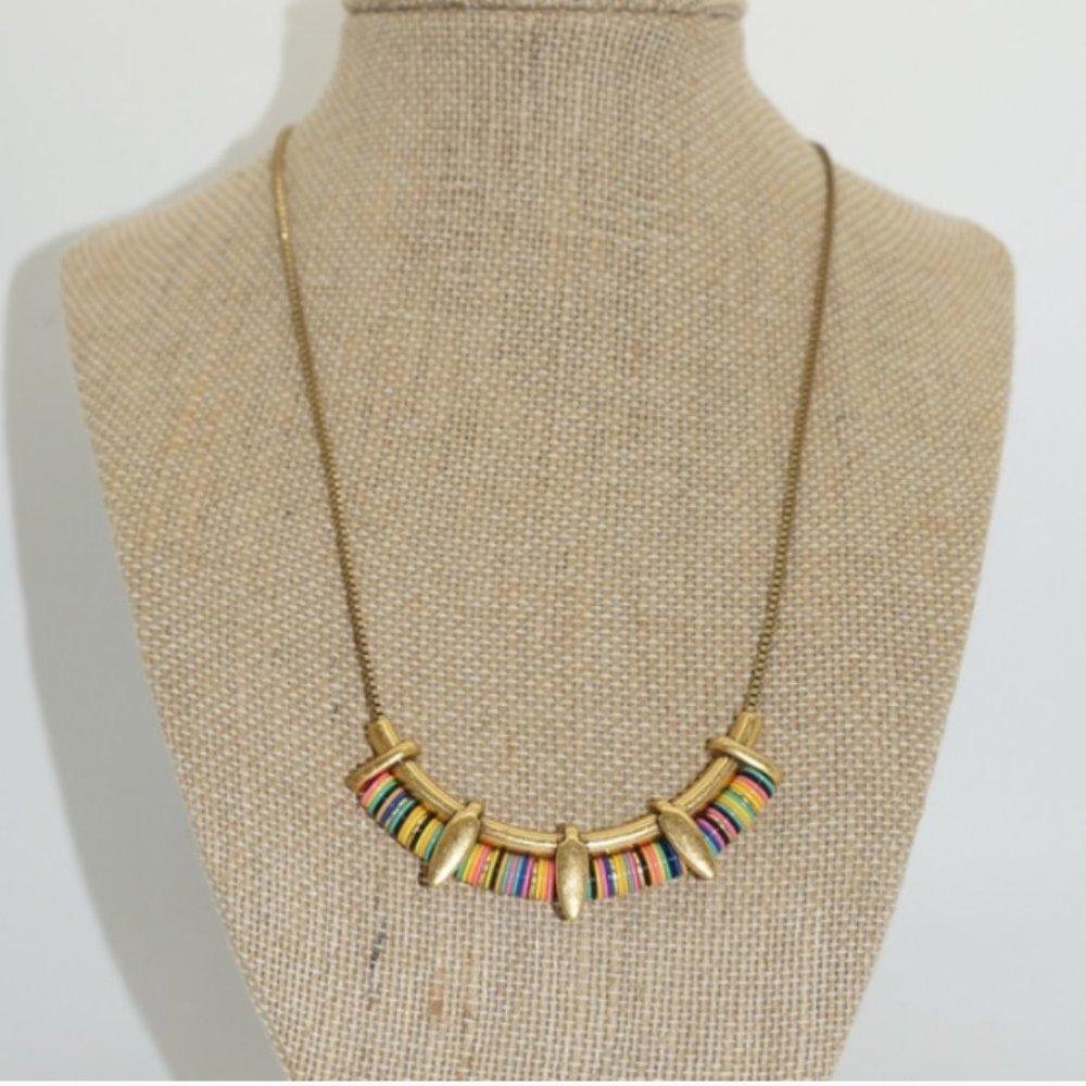Stella & Dot Wanderer Necklace Rainbow Goldtone